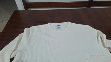 maglione zara uomo panna cotone taglia l