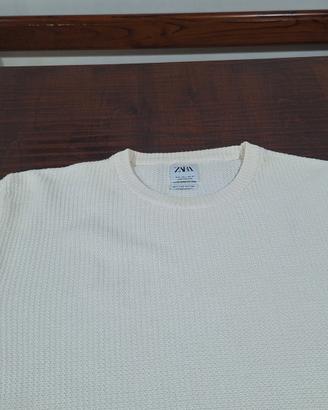 maglione zara uomo panna cotone taglia l