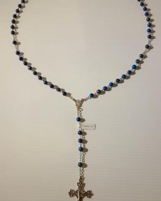 Rosario in argento 925/1000 grani in lapislazzulo