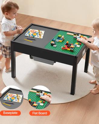 Set Tavolo Attività in Legno con 2 Contenitori