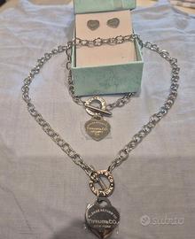 Set parure girocollo braccialetto orecchini 