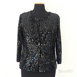 Cardigan nero in lurex e paillettes taglia L