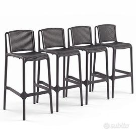 NES Set 4 Sgabelli Bar Antracite esterno giardino