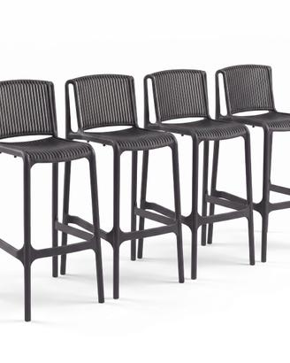 NES Set 4 Sgabelli Bar Antracite esterno giardino