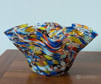 vaso vetro Murano colorato tipo fazzoletto