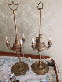 Antichi Lumi Lucerne fiorentine in ottone a 3 luci
