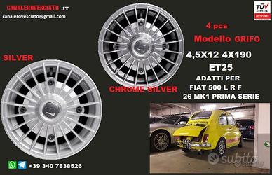 Cerchi grifo 4,5x12 et25 4x190 fiat 500 f l r