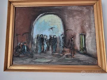 Bozzetto a pastello del quadro "Il mercato arabo"