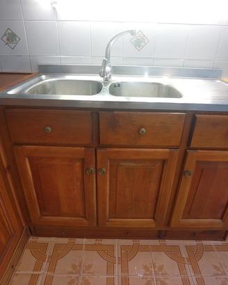 cucina vintage legno massello, marmo, rustico noce