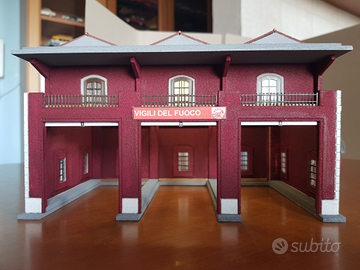 Caserma pompieri 1:87 per plastico ferroviario