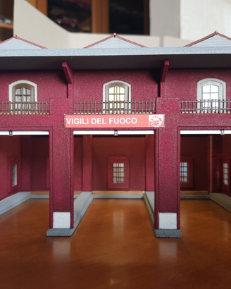 Caserma pompieri 1:87 per plastico ferroviario