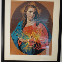 Quadro vintage punto croce, volto Santo di Gesù