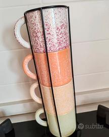 Set 4 Tazze Mug Impilabili Ceramica