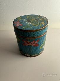 Cina antico contenitore tabaccheria,bronzo XIX sec