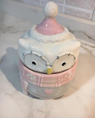 Porta cioccolatini in ceramica bianca e rosa