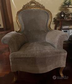 Poltrona stile Luigi XV fine '800 in legno dorato