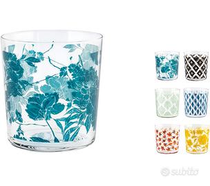 H&H Set di 12 Bicchieri Colorati in Vetro 350cc