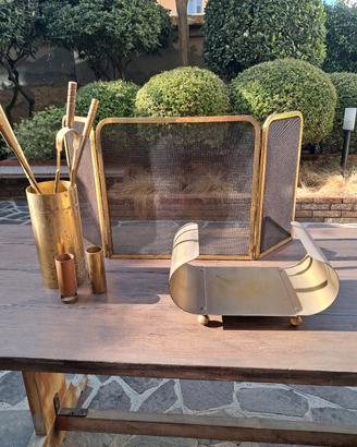 set da camino in ottone pesante