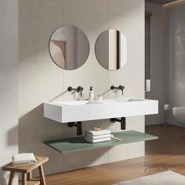 Lavabo doppio da bagno 120x46 cm bianco opaco