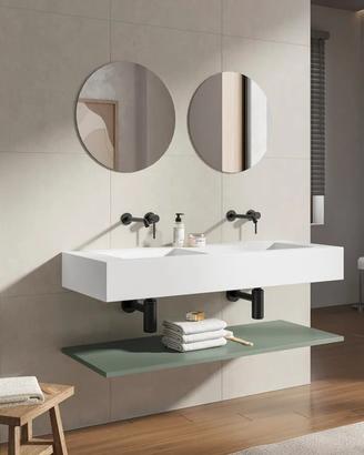 Lavabo doppio da bagno 120x46 cm bianco opaco