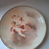 Piattino Natalizio decoro putti sottovetro ved.des
