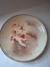 Piattino Natalizio decoro putti sottovetro ved.des