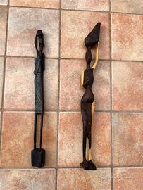 Set 2 statuine intagliate in legno
