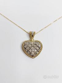 Collana con cuore oro 18kt  brillanti Giovannetti