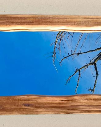 Specchio rettangolare in legno sabbiato