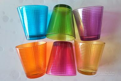 Set di 6 bicchieri in vetro colorato