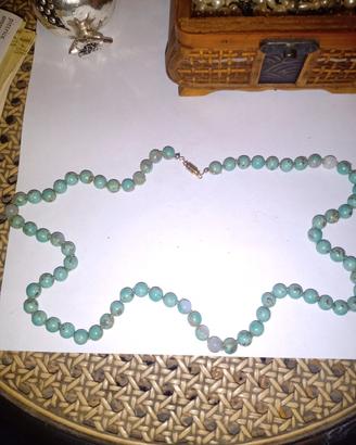 collana perle blu con gancio 