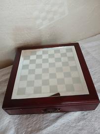 Scacchiera in legno e specchio vintage 