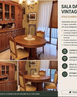 Sala da pranzo vintage in legno massello