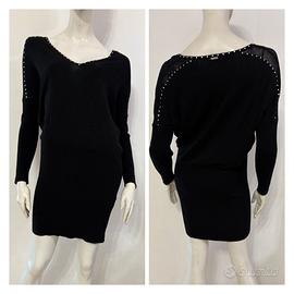 LIU JO Abito nero borchie e rete