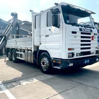 Scania r143m 6x2 400-cassone fisso+gru hiab 175/25