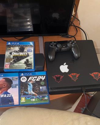 Playstation 4 slim +giochi, controller e cavi.