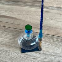 Calamaio con penna in vetro di Murano