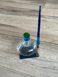 Calamaio con penna in vetro di Murano