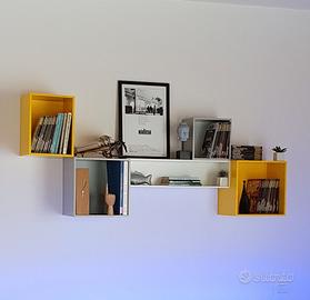 Libreria CUBIT componibile grigio e giallo 155x62