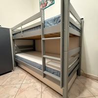 Letto a castello + 2 materassi 90x200