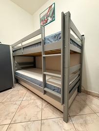 Letto a castello + 2 materassi 90x200