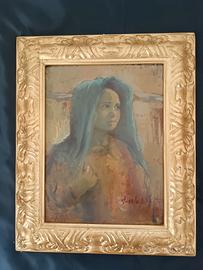 Dipinto antico olio su masonite 