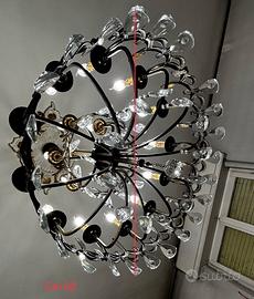 Lampadario ottone cristallo