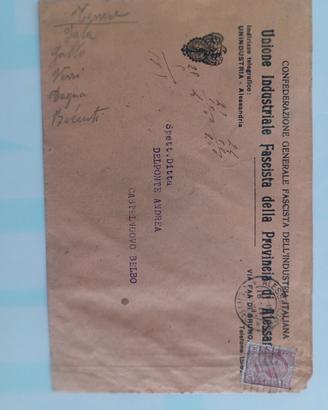 busta viaggiata anni 30 con francobollo da 10 ce