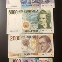 Repubblica Italiana-Lotto di 4 Banconote