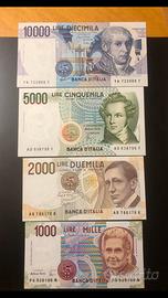 Repubblica Italiana-Lotto di 4 Banconote