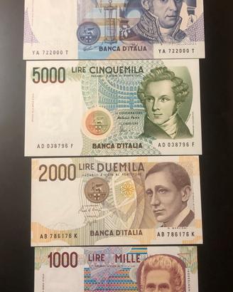 Repubblica Italiana-Lotto di 4 Banconote
