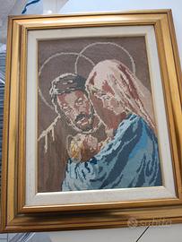 Quadro ricamato Sacra Famiglia 