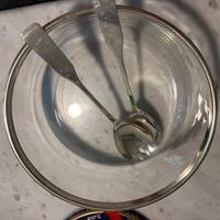 Insalatiera e posate cristallo e placcato argento