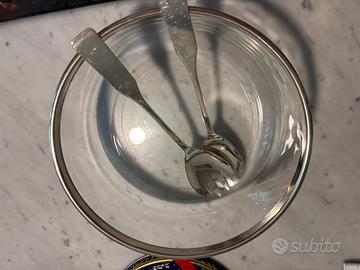 Insalatiera e posate cristallo e placcato argento